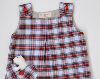 Sale! Hangerchen lined size 92/98 checkered with beetle buttons handmade