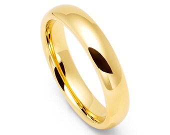 Tungsten 5mm High Polished 18K Gold Plated Wedding Band Womens Wedding Ring (Uni Sex)