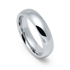 Anillo de boda de tungsteno, clásico redondeado pulido de 5,5 mm de alto grosor, anillo de boda de hombres de tungsteno