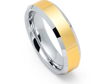 Tungsten 6mm Vergoldet & Low Beveled Sides Hochzeitsband