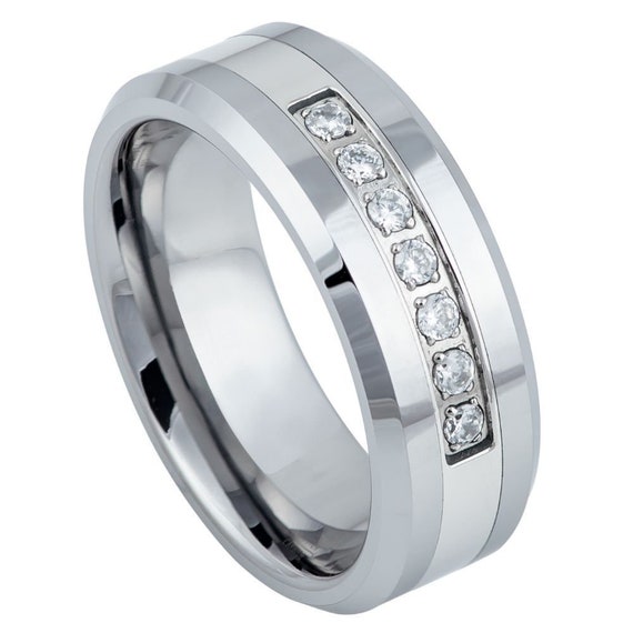 Titanium Grooved Yellow Ip-plated Mens 8mm Brushed Band Best Quality Free Gift Box
