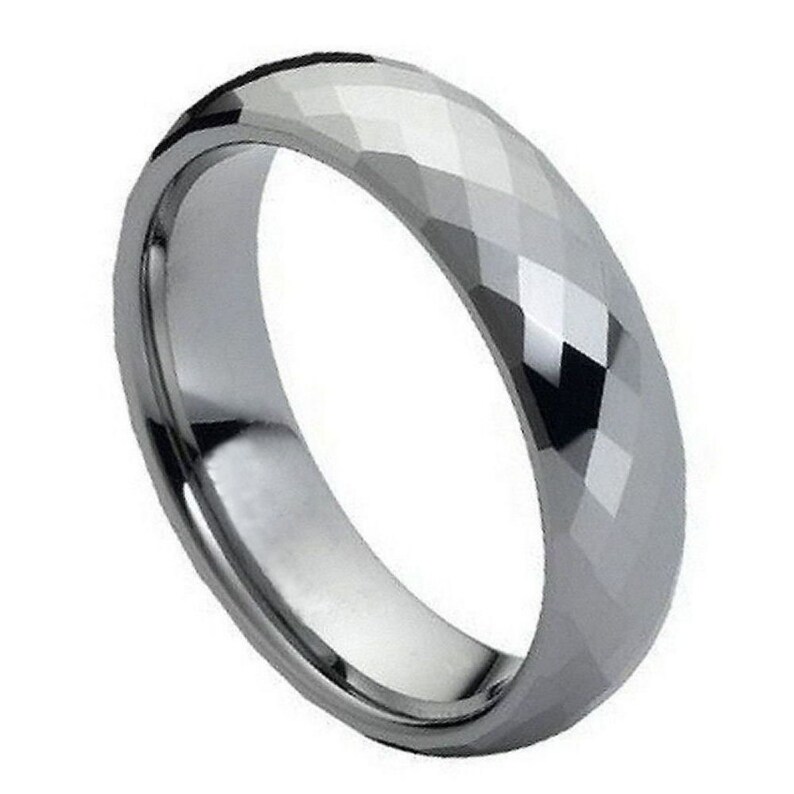 Tungsten 6mm Faceted Style Wedding Band