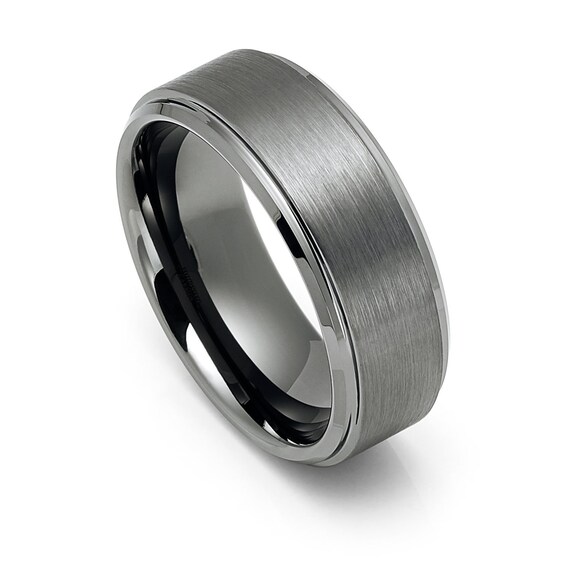 Tungsten 8mm Brushed Gun Metal Plated/Coated Wedding Band | Etsy