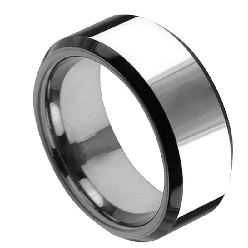 Tungsten 8mm Polished With Black Plated Edges Wedding Band