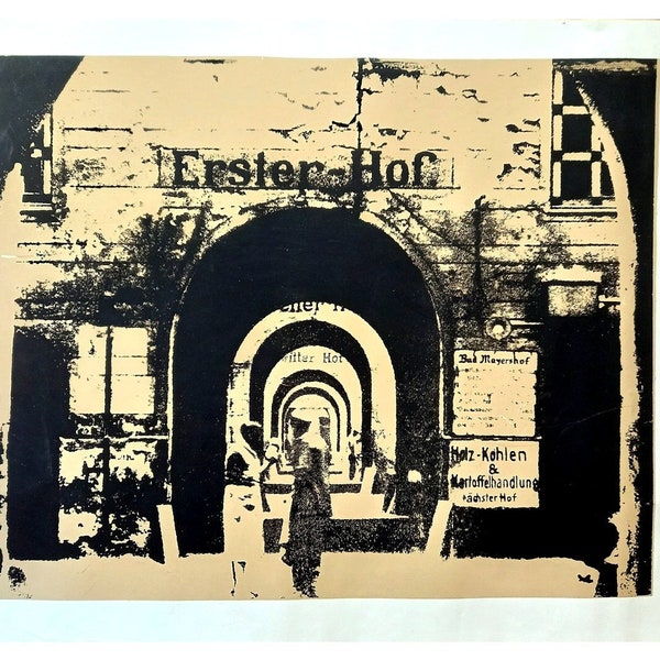 HandSiebdruck "Meyer'sche Höfe", Arbeiterviertel Berlin-Wedding um 1910 / Format 53 x 43 cm / Kreuzberger Handpresse Hans-Otto Göpfert, 1973
