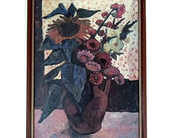 Paula Modersohn-Becker (1876 - 1907) "Stilleben mit Blumen" / Hochwertiger Kunstdruck gerahmt, 48 cm x 64 cm / Kunsthalle Worpswede 1998