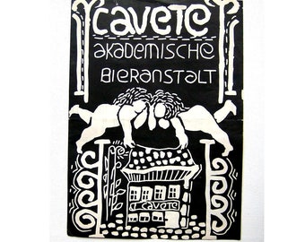 Sammlerobjekt / Plakat, Speise-und Getränkekarte CAVETE Münster / Grafik: Paul Mersmann / 1960er Jahre