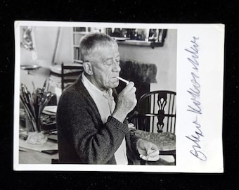 Original autograph: Oskar Kokoschka (1886 - 1980) Portrait of the painter, signed by hand in 1965