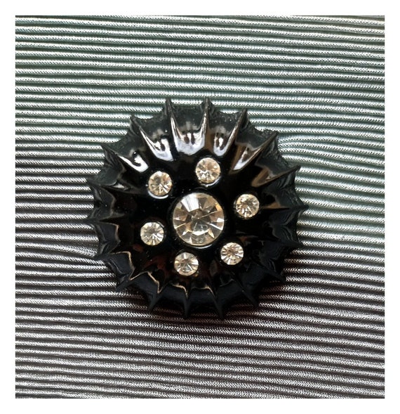 RARE! Great midcentury brooch / black metal, roun… - image 7