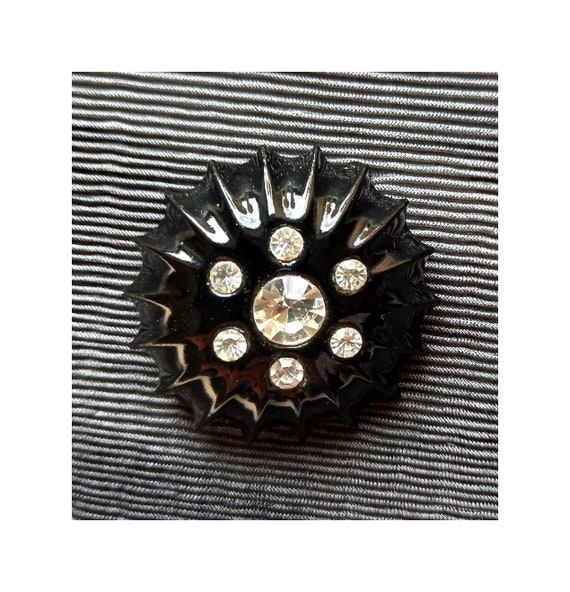 RARE! Great midcentury brooch / black metal, roun… - image 8