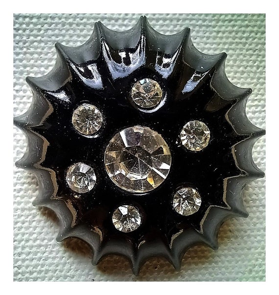 RARE! Great midcentury brooch / black metal, roun… - image 2