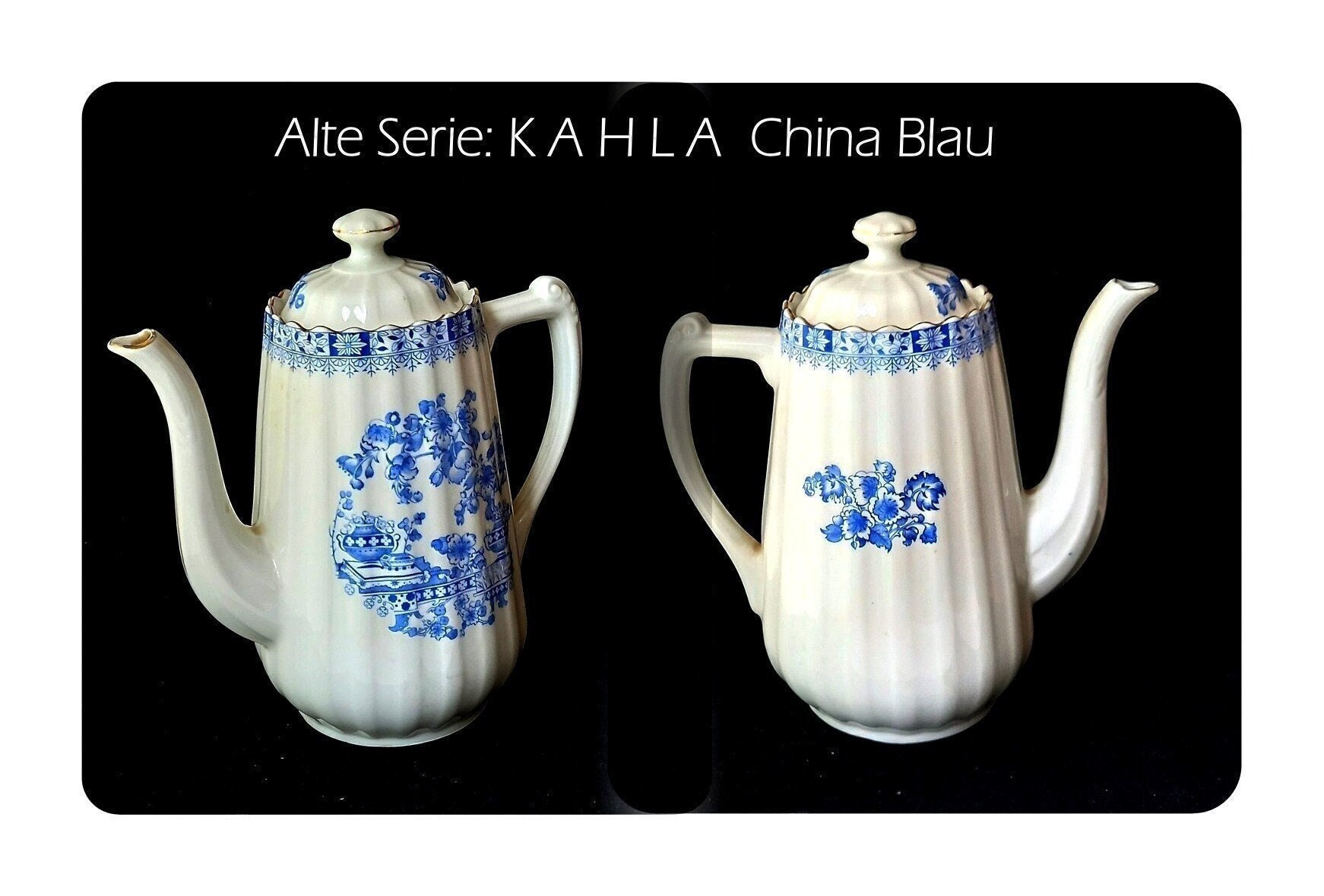 Alte Serie KAHLA Porzellan China Blau / Kaffeekanne 22cm Höhe / ca 1960er Jahre