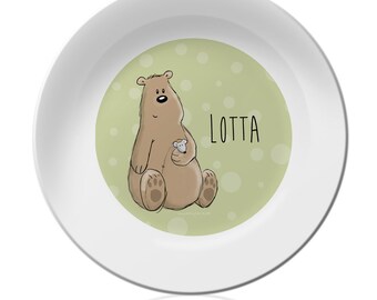 personalized children's tableware, children's plate with name, children's tableware set melamine gift idea for baptism, birthday, birth baby gift