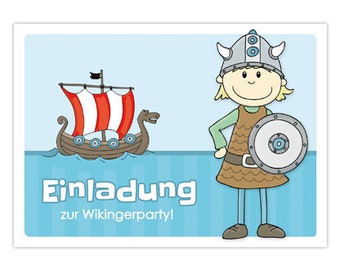 10 Einladungskarten "WIKINGER" für Kinder - Wikingerparty, Einladung Jungs