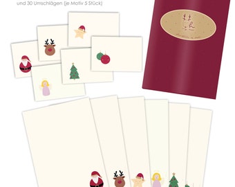 Christmas stationery SET "oh my deer" 30 sheets DIN A4 including matching envelopes and a matching folder, Christmas stationery