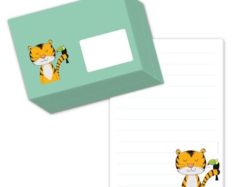 Writing paper set "Tiger Theobald" for children pad including 20 envelopes