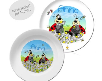 personalized children's tableware, children's plate with name, children's tableware set melamine gift idea for baptism, birthday, birth baby gift