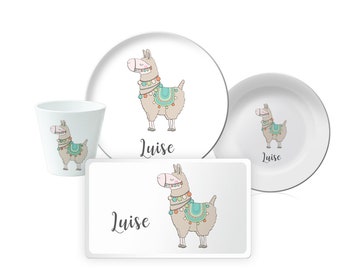 personalized children's tableware, children's plate with name, children's tableware set melamine gift idea for baptism, birthday, birth baby gift