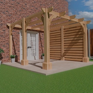 Detailed Rustic Pergola Plans With Side Trellis, Rustic Hot Tub Gazebo Canopy, DIY Gazebo, Pergola, Self Build, Pergola, Gazebo Plans