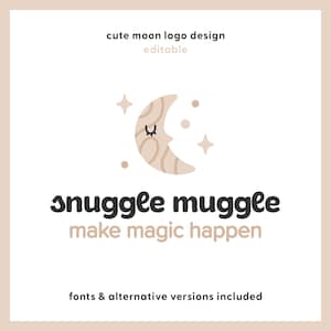 Sleeping Moon Logo Template: Hand-Drawn Baby Boutique Brand (AI PDF PNG)