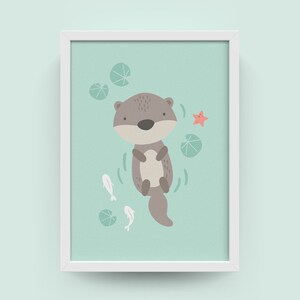 Cute Otters, PRINTABLE art, watercolor print, Nursery Print, Home decor, Housewarming art, wall art, Gift print, Wall decor