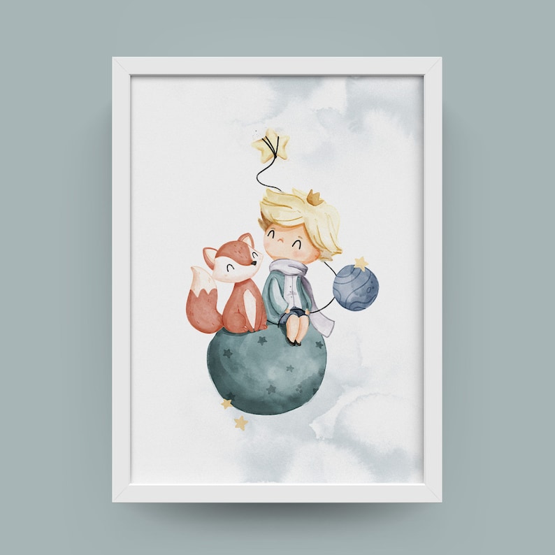 The Little Prince, PRINTABLE art, watercolor print, Nursery Print, Home decor, Housewarming art, wall art, Gift print, Wall decor, image 2