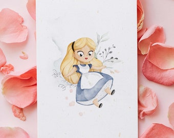 Alice in Wonderland, PRINTABLE art, watercolor print, Nursery Print, Home decor, Housewarming art, wall art, Gift print, Wall decor,