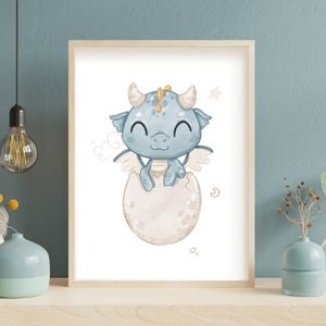 Watercolor Baby Dragon Print: Nursery Wall Art (Digital Download)