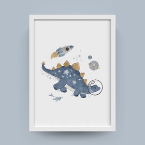 Watercolor Space Dino Print: Nursery Wall Art (Digital Download)