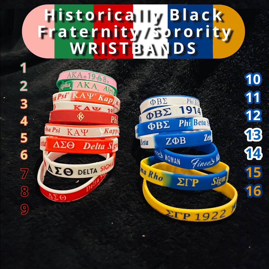 NPHC Greek Wristbands Silicone Wrist Band Sorority Aka, Dst, Z Phi