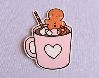 Hot Chocolate Die Cut Sticker- cute sticker/hot chocolate sticker/winter