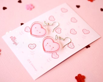 Kawaii Happy and sad heart Acrylic Charm Earrings