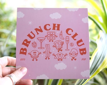 Brunch Club 6x6" Square Art Print ~ Brunch print/Wall art/wall decor/poster/print/brunch