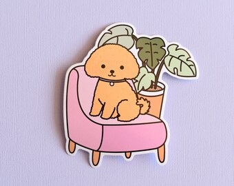 Relaxing Dog Die Cut Sticker- cute sticker/dog sticker/cute plant dog