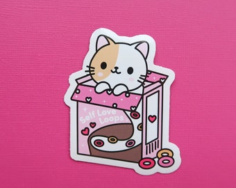 Self Love Loops Die Cut Sticker- cute sticker/cereal sticker/ Kawaii cat