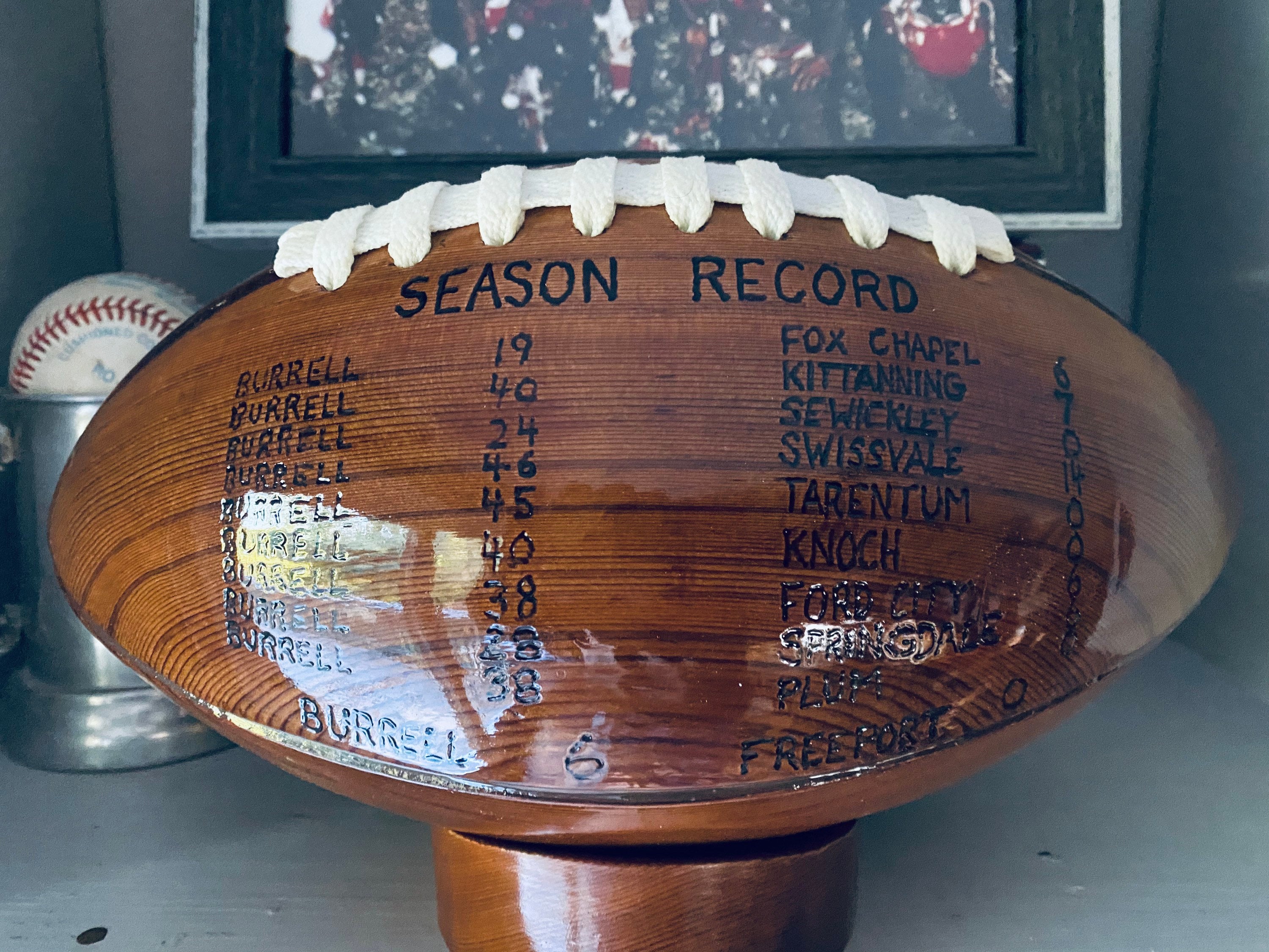 Engraved Custom Solid Cedar Wooden Football With Your Favorite Team