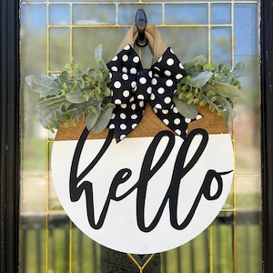 Front Door Decor| Door Hanger | Hello | Wreath | Housewarming Gift | Home Decor | Front Door Wreath | Door Sign | Porch Decor