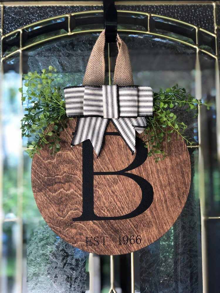 Front Door Decor| Door Hanger | Last Name | Last Name Initial | Wreat…