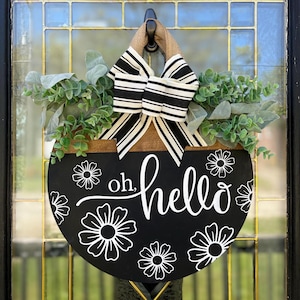 Front Door Decor| Door Hanger | Hello | Wreath | Housewarming Gift | Home Decor | Front Door Wreath | Door Sign | Porch Decor