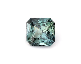 0.68ct Natural Heat Only Sapphire Blue-Green Square Radiant 4.83x4.80mm