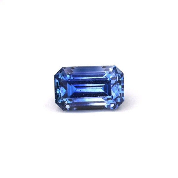 1.756 Carat Blue Sapphire for Personalized Eternity Proposal ring, Emerald Cut Precious Stone for Custom 900 Platinum Jewelry