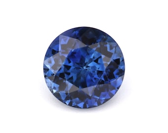 1,19 ct natuurlijke, hittegeslepen saffier, blauw/blauwgroen, rond, 6,34 x 6,33 mm