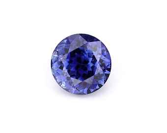 1.37ct Natural Unheated Sapphire Blue-Violet / White Round 6.53x6.53mm