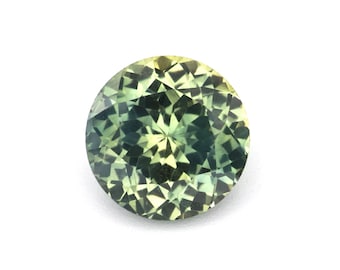 0.96ct Natural Unheated Sapphire Yellow-Green / Blue-Green Round 5.98x5.98mm