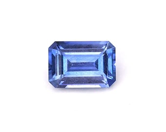 0.77ct Natural Unheated Sapphire Blue Emerald 6.49x4.48mm