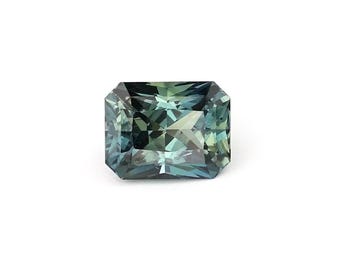 1.03ct Natural Heat Only Sapphire Blue-Green Radiant 6.33x4.89mm