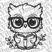 Cute Owl Wearing Glasses Reading Book SVG PNG, Cartoon Clipart, Digital ...