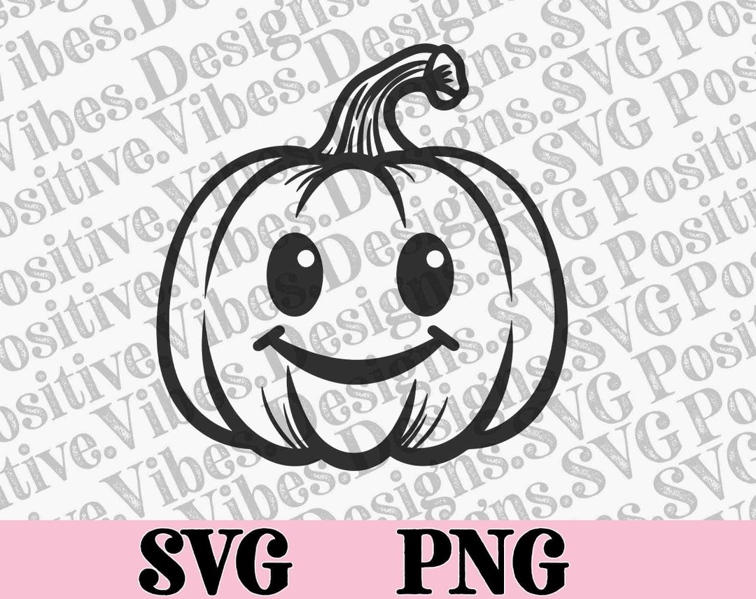 Cute Pumpkin Svg Outline Kawaii Pumpkin Halloween Pumpkin - Etsy