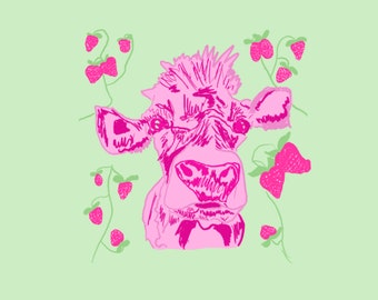 Strawberry Cow Sticker