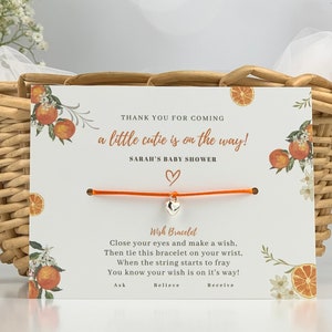 Little Cutie Baby Shower Favors, Cutie Baby Shower Favors, Orange Baby Shower Favors, Personalized Wish Card Bracelets